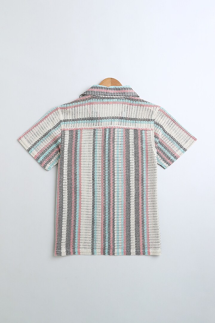 Multi-Colored Polyester Stripes Printed Shirt For Boys by SWEETLIME BY AS at Pernia's Pop Up Shop