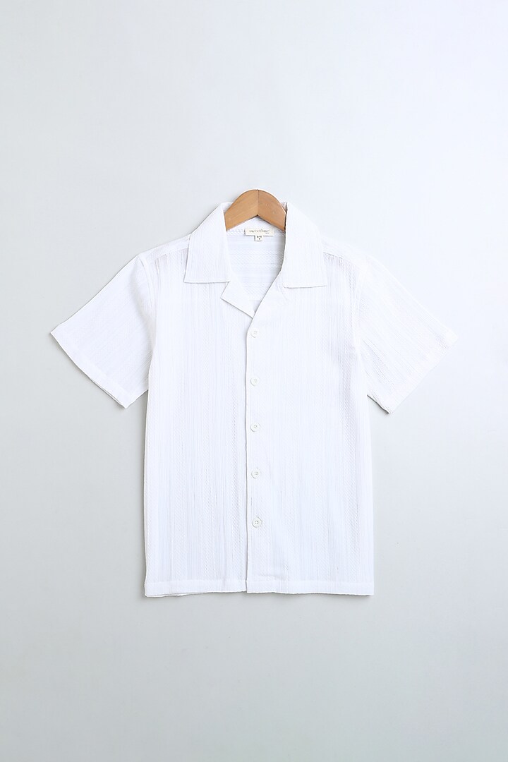 White Polyester Shirt For Boys by SWEETLIME BY AS at Pernia's Pop Up Shop