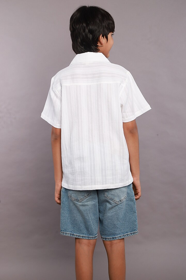 White Polyester Shirt For Boys by SWEETLIME BY AS at Pernia's Pop Up Shop