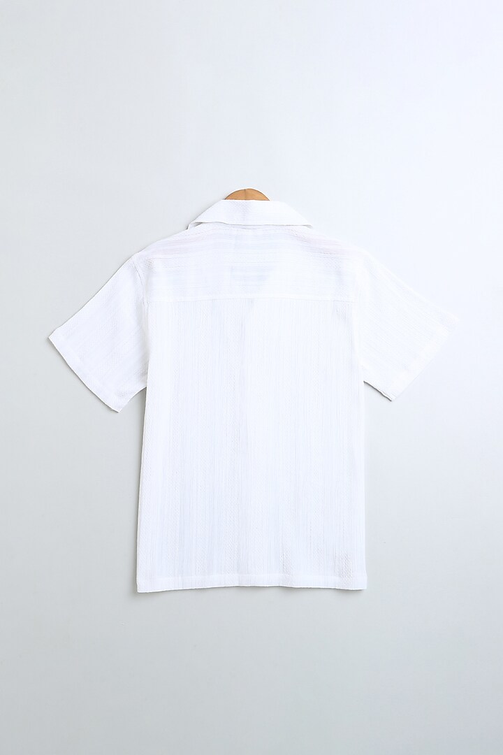 White Polyester Shirt For Boys by SWEETLIME BY AS at Pernia's Pop Up Shop