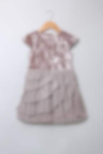 Onion Pink Velvet Dress For Girls by SWEETLIME BY AS