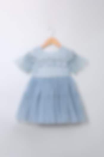 Sky Blue Lurex Jersey Dress For Girls by SWEETLIME BY AS
