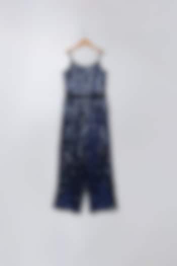 Blue Sequins Jumpsuit For Girls by SWEETLIME BY AS