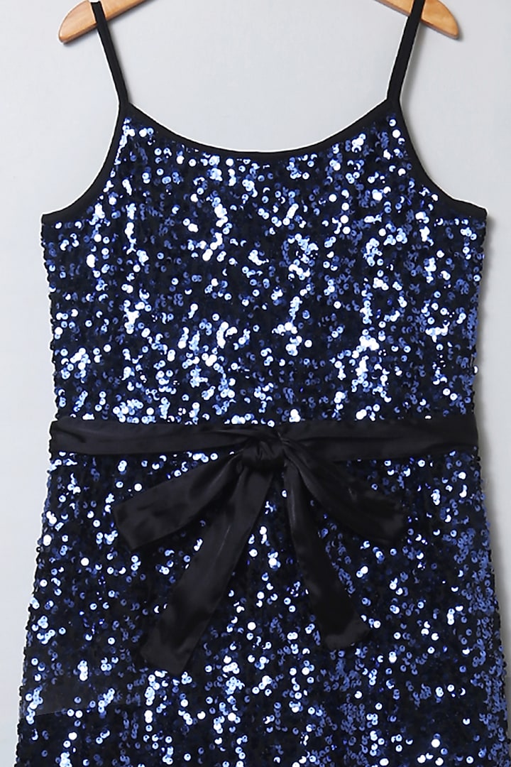 Blue Sequins Jumpsuit For Girls by SWEETLIME BY AS at Pernia's Pop Up Shop