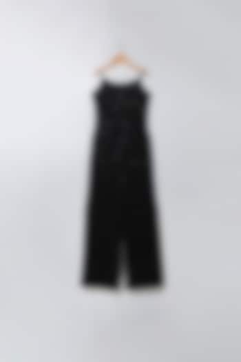 Black Lurex Shimmer Jumpsuit For Girls by SWEETLIME BY AS