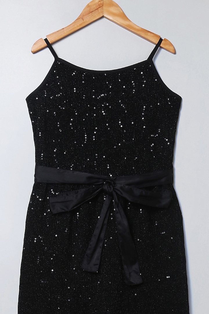 Black Lurex Shimmer Jumpsuit For Girls by SWEETLIME BY AS at Pernia's Pop Up Shop