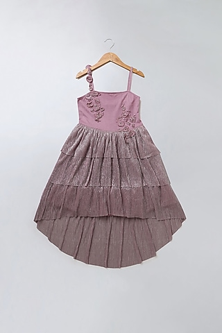 Dusty Rose Embellished Dress For Girls by SWEETLIME BY AS