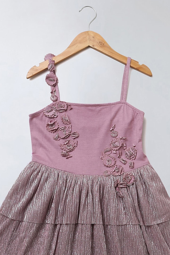 Dusty Rose Embellished Dress For Girls by SWEETLIME BY AS at Pernia's Pop Up Shop