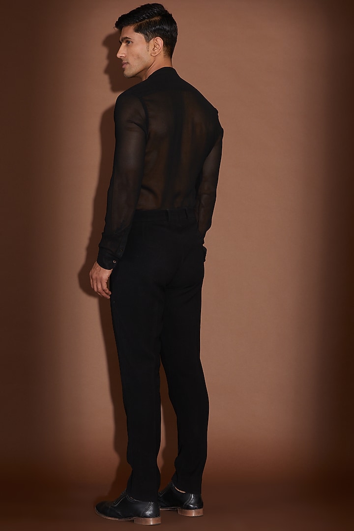 Black Georgette Japanese Pant Set by Sawan Gandhi Men at Pernia's Pop Up Shop