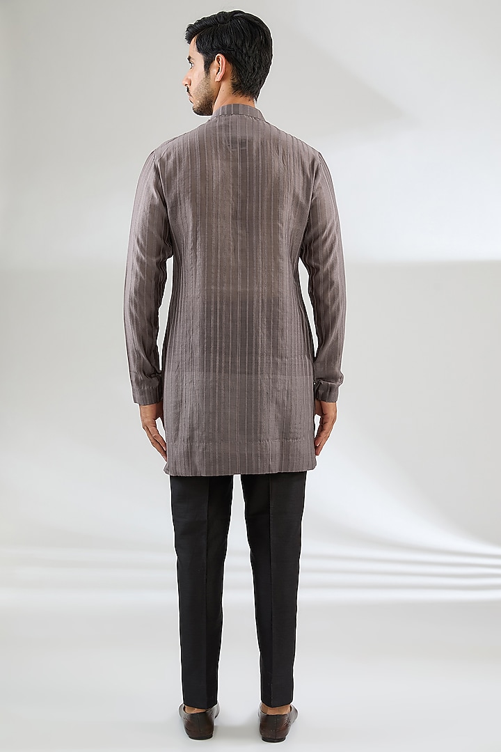 Mauve Georgette Swarovski Embroidered Nehru Jacket Set by Sawan Gandhi Men at Pernia's Pop Up Shop