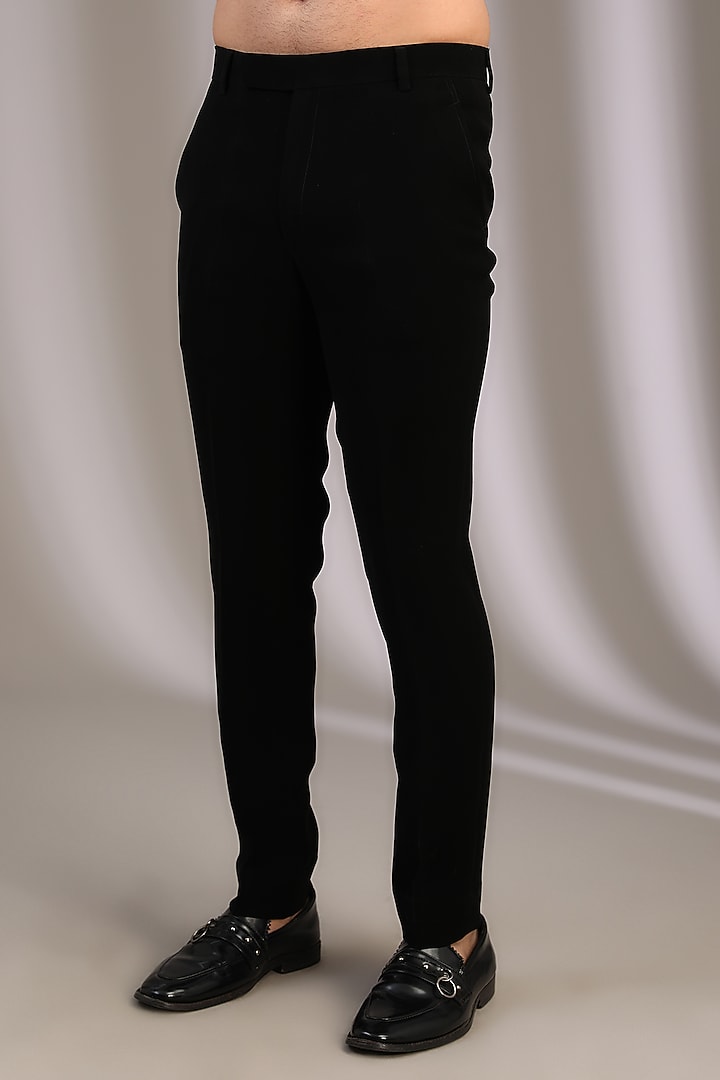 Black Velvet Cutdana Embroidered Bandhgala Set by Sawan Gandhi Men at Pernia's Pop Up Shop