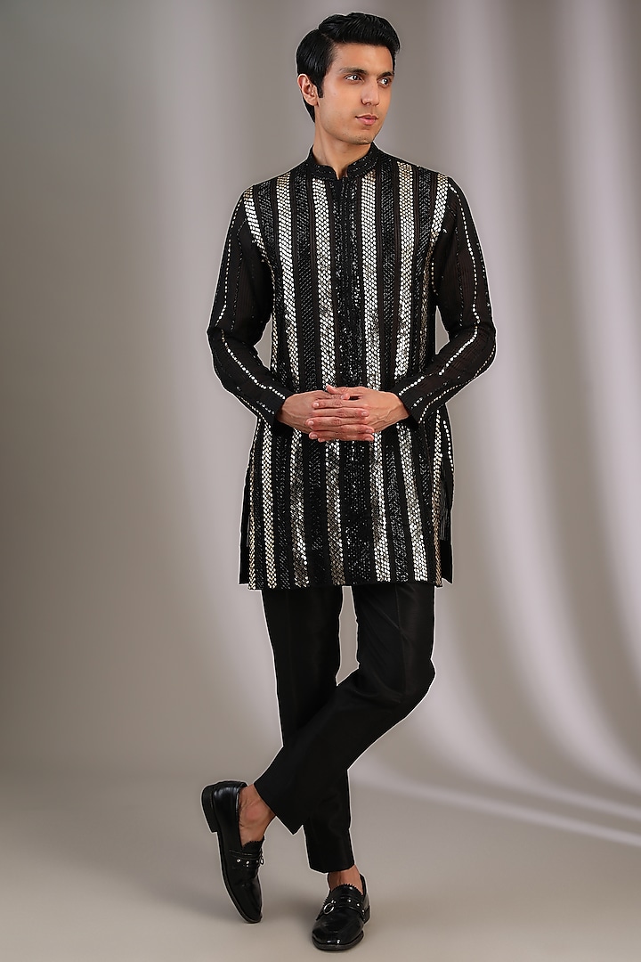 Black Ghicha Embellished Kurta Set

 by Sawan Gandhi Men at Pernia's Pop Up Shop