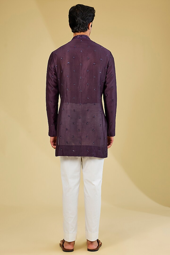Wine Georgette Kurta by Sawan Gandhi Men at Pernia's Pop Up Shop
