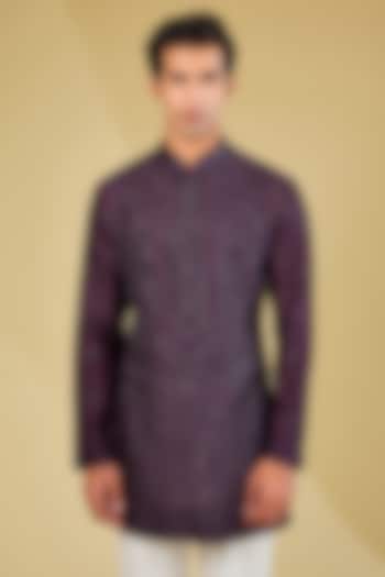 Wine Georgette Kurta by Sawan Gandhi Men