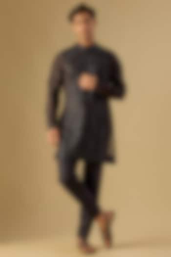 Black Georgette Kurta by Sawan Gandhi Men