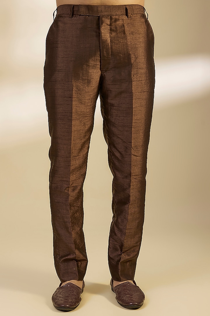 Coffee Brown Velvet Georgette Cutdana Embroidered Indo-Western Set by Sawan Gandhi Men at Pernia's Pop Up Shop