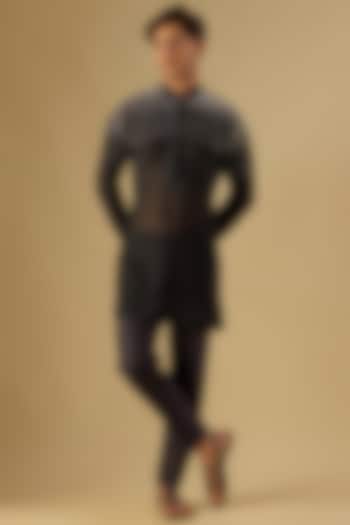 Black Georgette Kurta by Sawan Gandhi Men