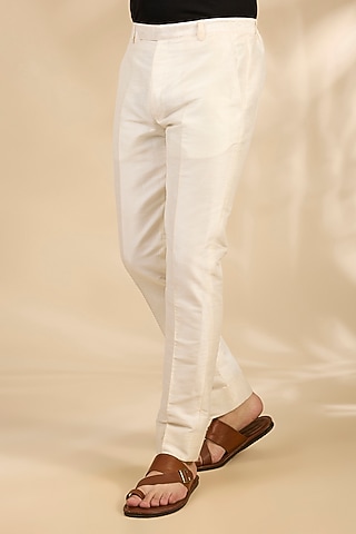 Peach Silk Pants by Sawan Gandhi Men