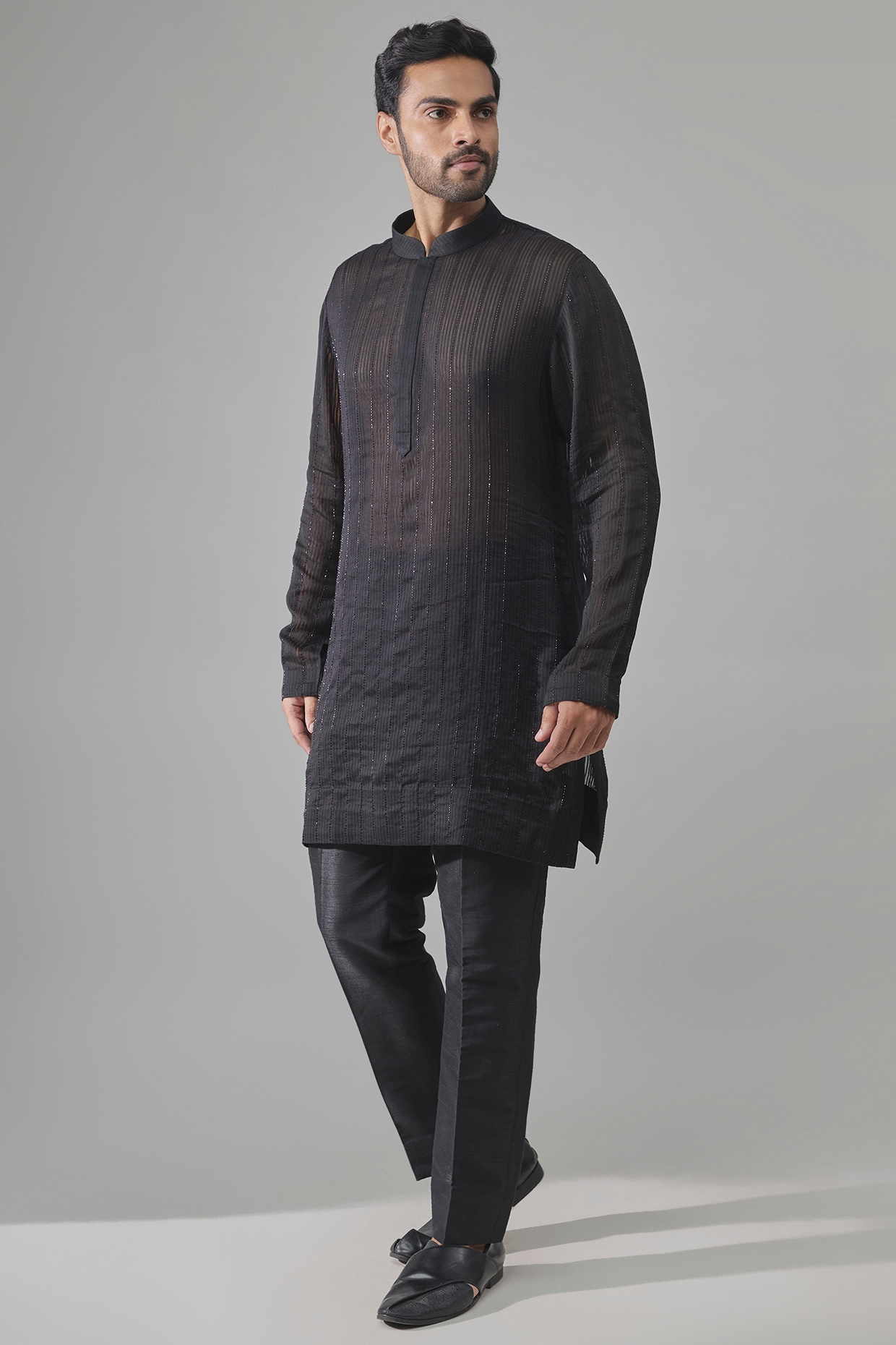 Sawan Gandhi Black Georgette Kurta Set