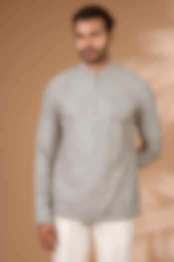 Taupe Chanderi Cutdana Embroidered Bomber Jacket by Sawan Gandhi Men