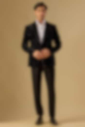 Black Velvet Tuxedo Set by Sawan Gandhi Men