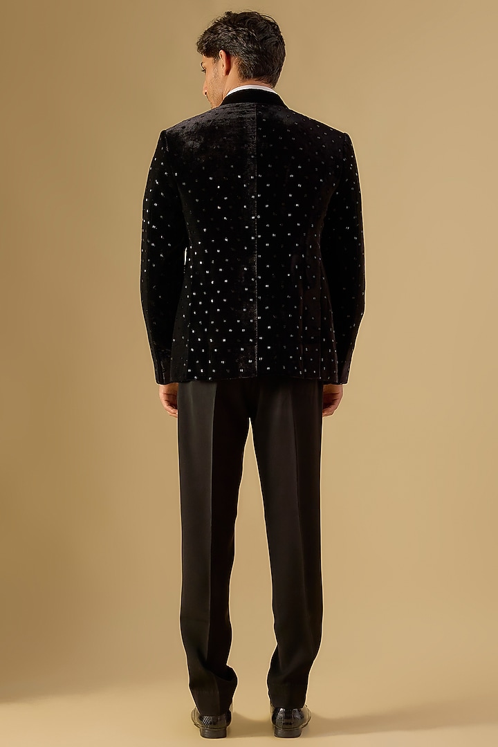 Black Velvet Tuxedo Set by Sawan Gandhi Men at Pernia's Pop Up Shop