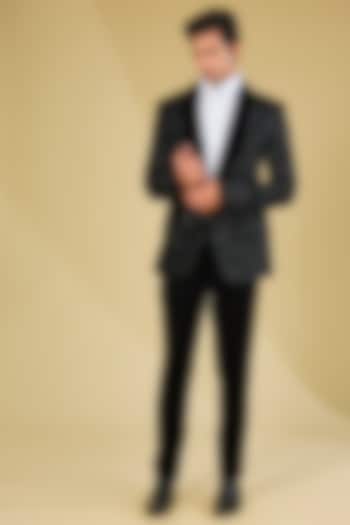 Black Velvet Tuxedo Set by Sawan Gandhi Men