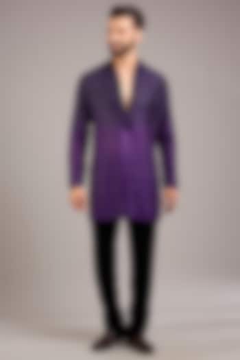 Purple & Wine Silk Embroidered Kurta by Sawan Gandhi Men at Pernia's Pop Up Shop