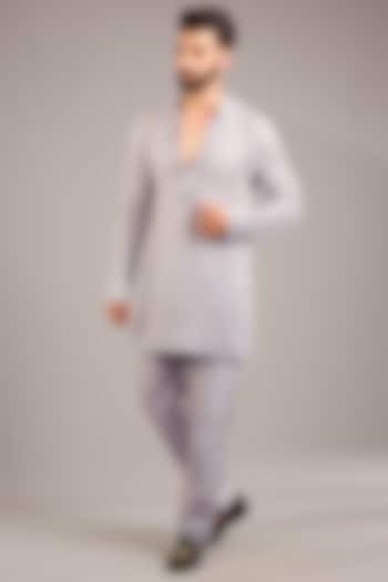 Grey Georgette Embroidered Kurta Set by Sawan Gandhi Men at Pernia's Pop Up Shop