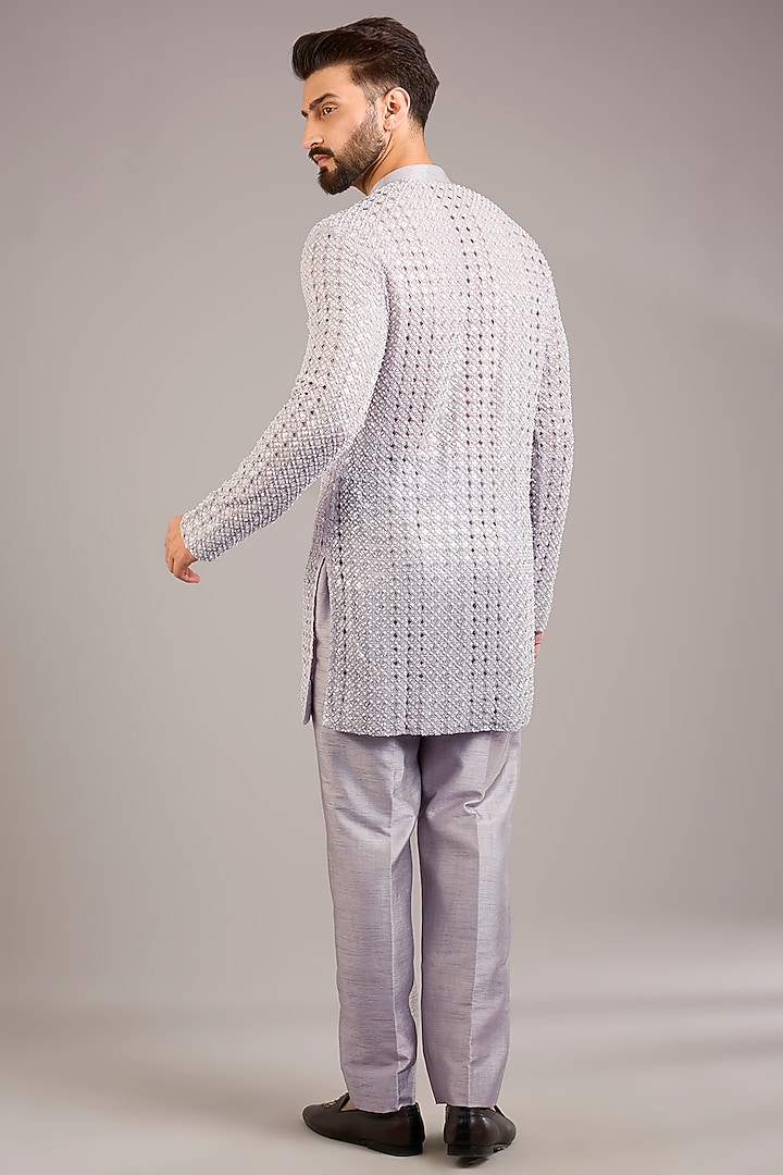 Grey Georgette Embroidered Kurta Set by Sawan Gandhi Men at Pernia's Pop Up Shop