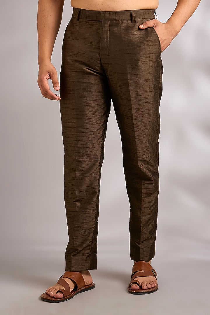 Chocolate Coffee Brown Georgette Kurta Set by Sawan Gandhi Men at Pernia's Pop Up Shop