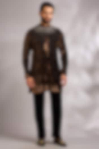 Coffee Brown Velvet Kurta Set by Sawan Gandhi Men at Pernia's Pop Up Shop