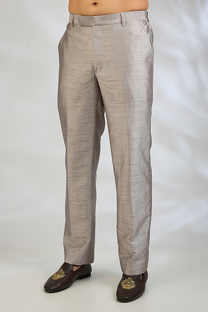 Grey Chanderi Silk Kurta Set by Sawan Gandhi Men at Pernia's Pop Up Shop