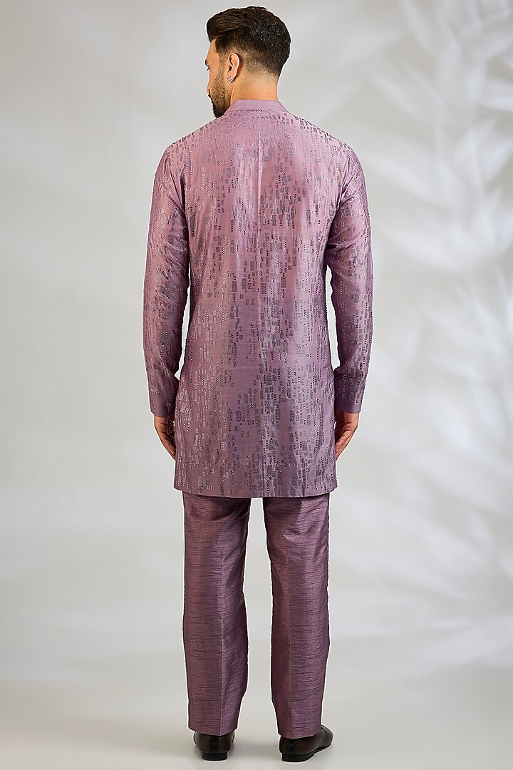 Dusky Mauve Silk Kurta Set by Sawan Gandhi Men at Pernia's Pop Up Shop