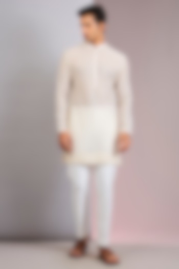 Ivory Chanderi Kurta Set by Sawan Gandhi Men at Pernia's Pop Up Shop