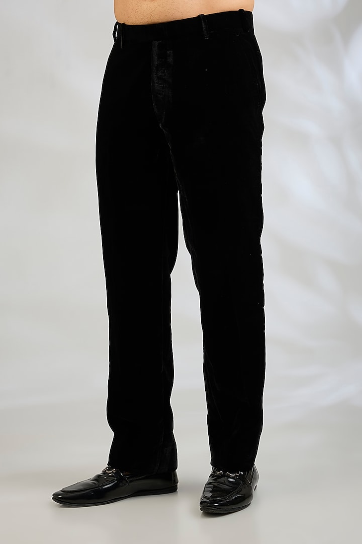 Black Velvet Groom Bandhgala Set by Sawan Gandhi Men at Pernia's Pop Up Shop