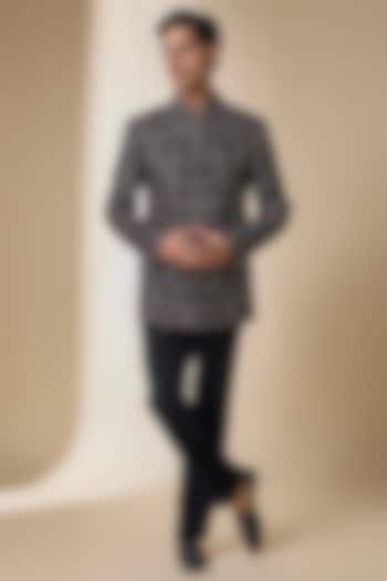 Wine Velvet Groom Bandhgala by Sawan Gandhi Men at Pernia's Pop Up Shop