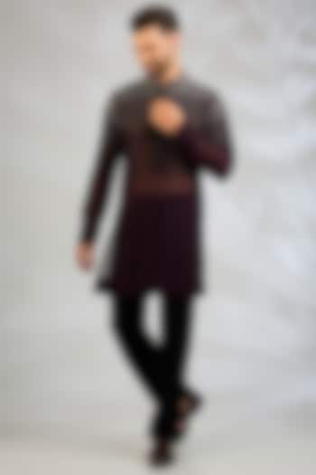 Wine Georgette Kurta Set by Sawan Gandhi Men at Pernia's Pop Up Shop
