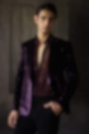 Wine Velvet Tuxedo Jacket by Sawan Gandhi Men at Pernia's Pop Up Shop