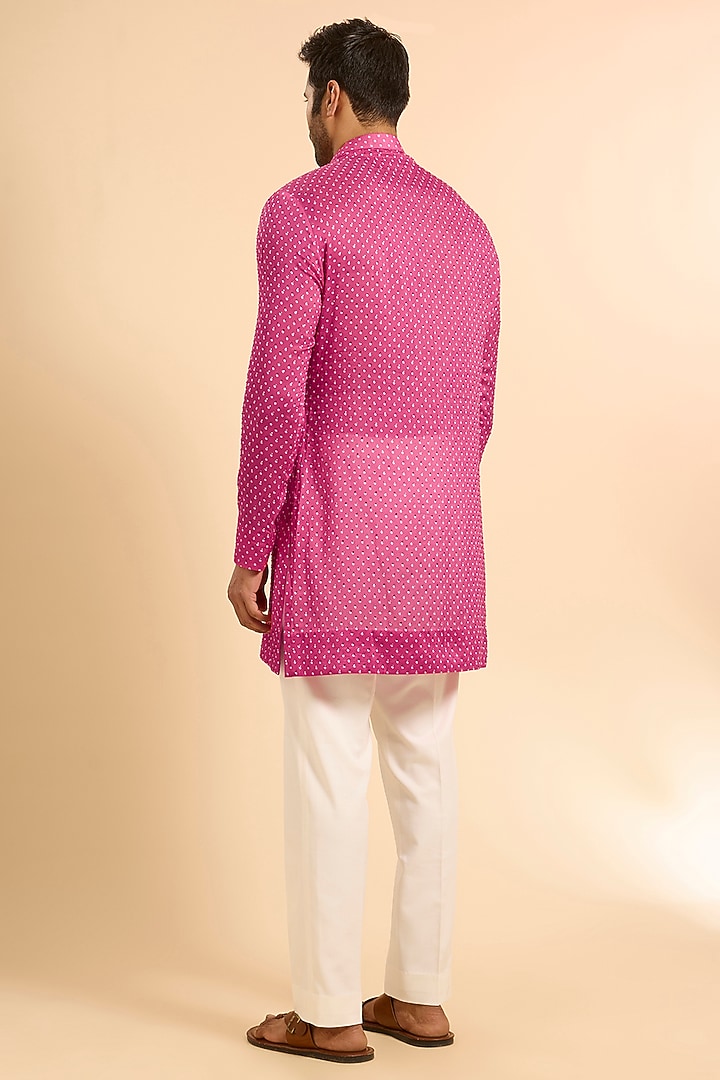 Hot Pink Chanderi Kurta by Sawan Gandhi Men at Pernia's Pop Up Shop