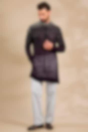 Wine Georgette Kurta by Sawan Gandhi Men at Pernia's Pop Up Shop