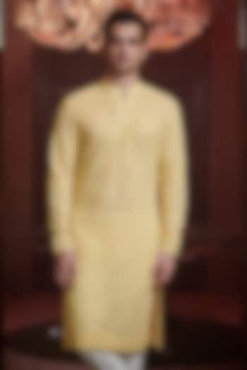 Yellow Chanderi Kurta by Sawan Gandhi Men at Pernia's Pop Up Shop
