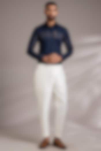 Ivory Linen Silk Pants by Sawan Gandhi Men at Pernia's Pop Up Shop