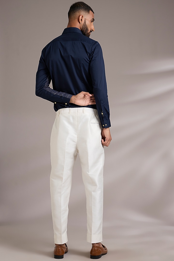 Ivory Linen Silk Pants by Sawan Gandhi Men at Pernia's Pop Up Shop
