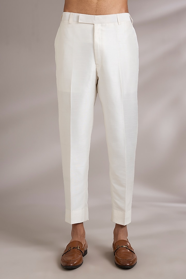 Ivory Linen Silk Pants by Sawan Gandhi Men at Pernia's Pop Up Shop