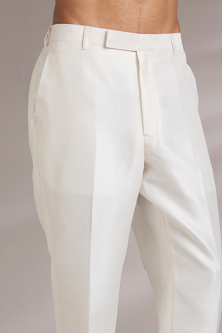 Ivory Linen Silk Pants by Sawan Gandhi Men at Pernia's Pop Up Shop