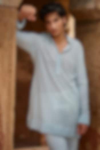 Mint Georgette Sequins Embroidered Kurta by Sawan Gandhi Men at Pernia's Pop Up Shop