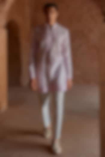 Lilac Chanderi Patra Work Kurta Set by Sawan Gandhi Men at Pernia's Pop Up Shop