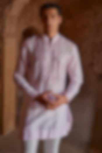 Lilac Chanderi Patra Work Kurta by Sawan Gandhi Men at Pernia's Pop Up Shop