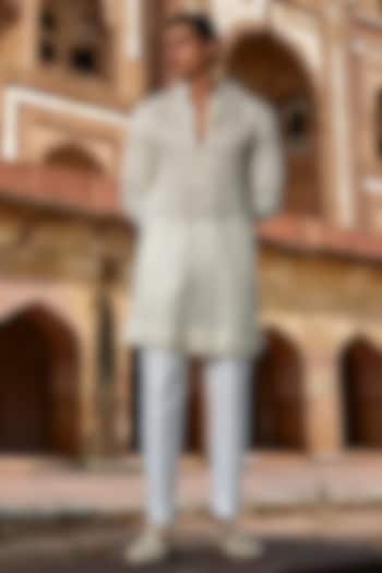 Ivory Chanderi Sequins Embroidered Kurta Set by Sawan Gandhi Men at Pernia's Pop Up Shop